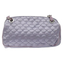 BALLY Chain Hand Bag Satin Purple Silver Auth 123509-2