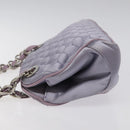 BALLY Chain Hand Bag Satin Purple Silver Auth 123509-4