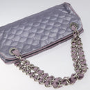 BALLY Chain Hand Bag Satin Purple Silver Auth 123509-6