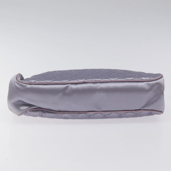 BALLY Chain Hand Bag Satin Purple Silver Auth 123509