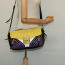 Miu Miu Matelasse Shoulder Bag Leather Yellow Gold Auth 123510-24
