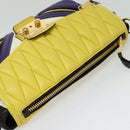 Miu Miu Matelasse Shoulder Bag Leather Yellow Gold Auth 123510-5