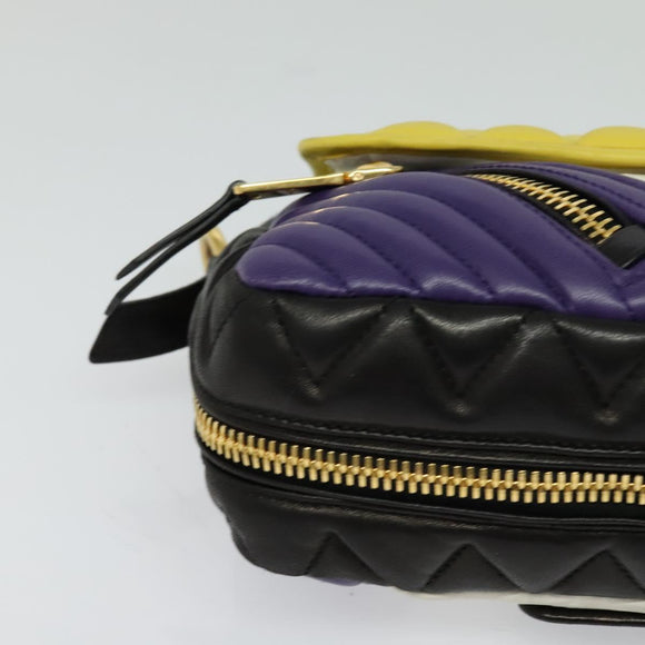 Miu Miu Matelasse Shoulder Bag Leather Yellow Gold Auth 123510