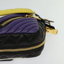 Miu Miu Matelasse Shoulder Bag Leather Yellow Gold Auth 123510-14