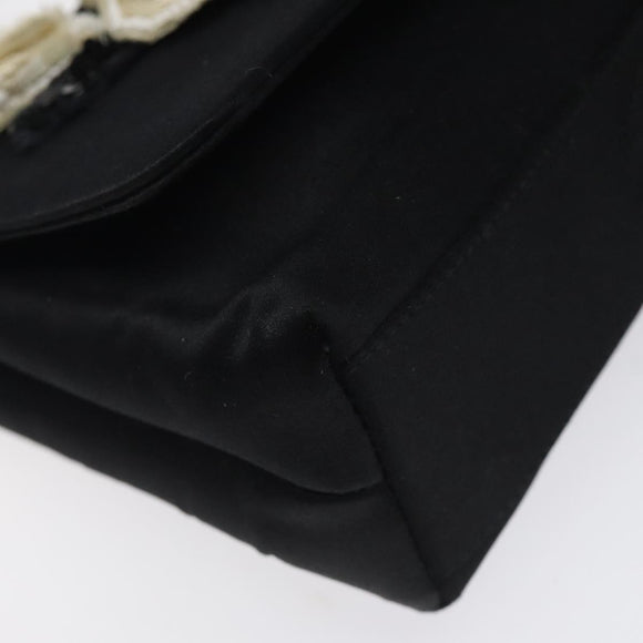 CHANEL Shoulder Bag Silk Black Gold CC Auth 123511