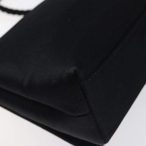 CHANEL Shoulder Bag Silk Black Gold CC Auth 123511