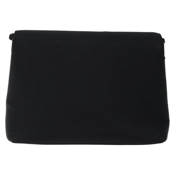 CHANEL Shoulder Bag Silk Black Gold CC Auth 123511