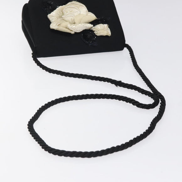 CHANEL Shoulder Bag Silk Black Gold CC Auth 123511