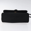 CHANEL Shoulder Bag Silk Black Gold CC Auth 123511-5