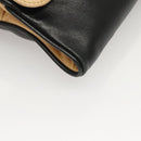 CHANEL Choco Bar Hand Bag Lamb Skin Beige Black CC Auth 123516-14