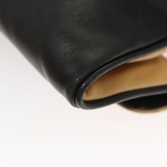 CHANEL Choco Bar Hand Bag Lamb Skin Beige Black CC Auth 123516