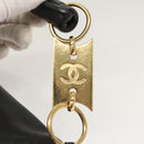 CHANEL Choco Bar Hand Bag Lamb Skin Beige Black CC Auth 123516-9