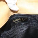 CHANEL Choco Bar Hand Bag Lamb Skin Beige Black CC Auth 123516-20