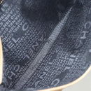 CHANEL Choco Bar Hand Bag Lamb Skin Beige Black CC Auth 123516-10