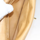 CHANEL Choco Bar Hand Bag Lamb Skin Beige Black CC Auth 123516-23