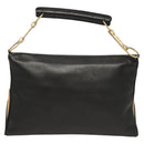 CHANEL Choco Bar Hand Bag Lamb Skin Beige Black CC Auth 123516-2