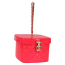 CHANEL Matelasse Vanity Pouch Enamel Pink Gold CC Auth 123518M-1