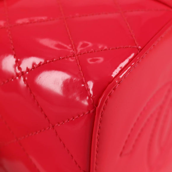 CHANEL Matelasse Vanity Pouch Enamel Pink Gold CC Auth 123518M