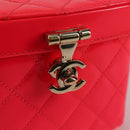 CHANEL Matelasse Vanity Pouch Enamel Pink Gold CC Auth 123518M-14
