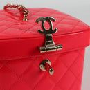 CHANEL Matelasse Vanity Pouch Enamel Pink Gold CC Auth 123518M-15