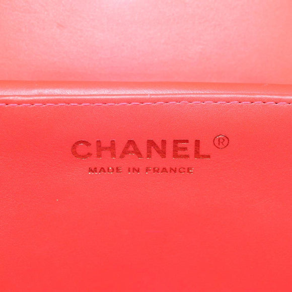 CHANEL Matelasse Vanity Pouch Enamel Pink Gold CC Auth 123518M