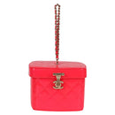 CHANEL Matelasse Vanity Pouch Enamel Pink Gold CC Auth 123518M-2