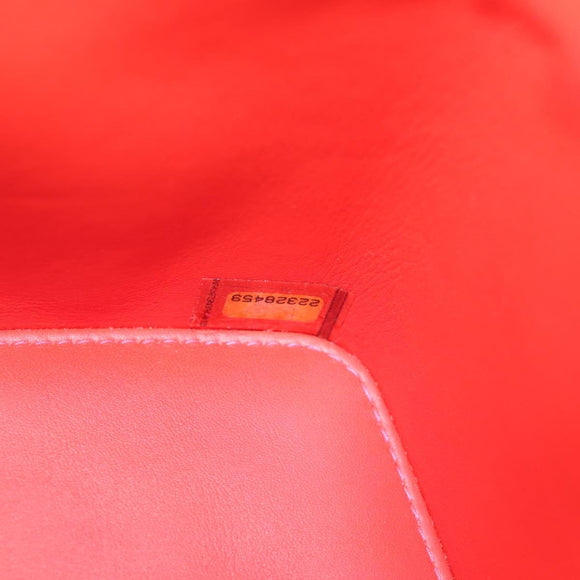 CHANEL Matelasse Vanity Pouch Enamel Pink Gold CC Auth 123518M