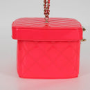 CHANEL Matelasse Vanity Pouch Enamel Pink Gold CC Auth 123518M-5