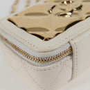 CHANEL Wallet Chain Shoulder Lamb Skin Gold White CC Auth 123520SM-10