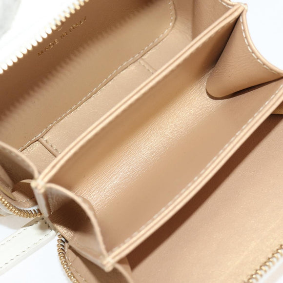 CHANEL Wallet Chain Shoulder Lamb Skin Gold White CC Auth 123520SM