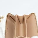 CHANEL Wallet Chain Shoulder Lamb Skin Gold White CC Auth 123520SM-21