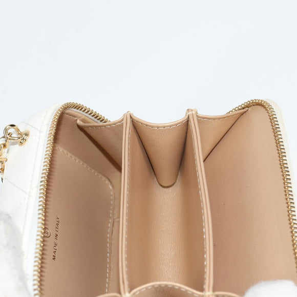 CHANEL Wallet Chain Shoulder Lamb Skin Gold White CC Auth 123520SM