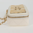 CHANEL Wallet Chain Shoulder Lamb Skin Gold White CC Auth 123520SM-4