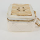 CHANEL Wallet Chain Shoulder Lamb Skin Gold White CC Auth 123520SM-5