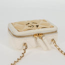CHANEL Wallet Chain Shoulder Lamb Skin Gold White CC Auth 123520SM-6