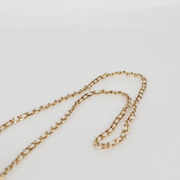 CHANEL Wallet Chain Shoulder Lamb Skin Gold White CC Auth 123520SM