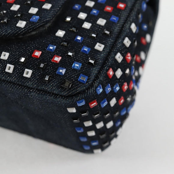 CHANEL Chain Shoulder Bag Denim Navy Silver CC Auth 123521SM