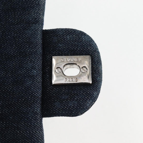 CHANEL Chain Shoulder Bag Denim Navy Silver CC Auth 123521SM