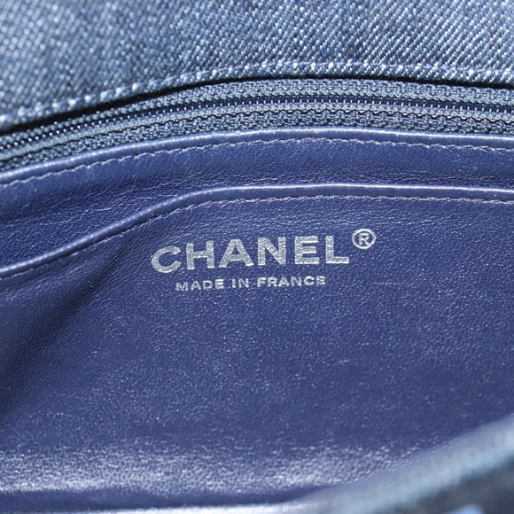 CHANEL Chain Shoulder Bag Denim Navy Silver CC Auth 123521SM