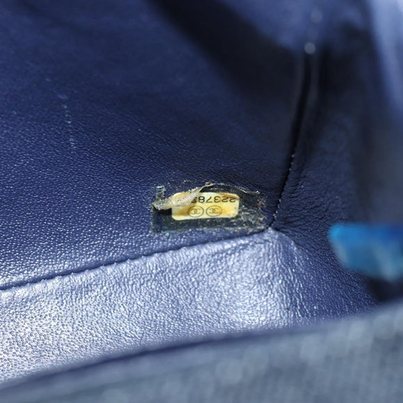 CHANEL Chain Shoulder Bag Denim Navy Silver CC Auth 123521SM