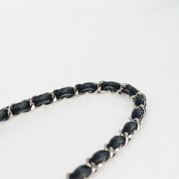 CHANEL Chain Shoulder Bag Denim Navy Silver CC Auth 123521SM