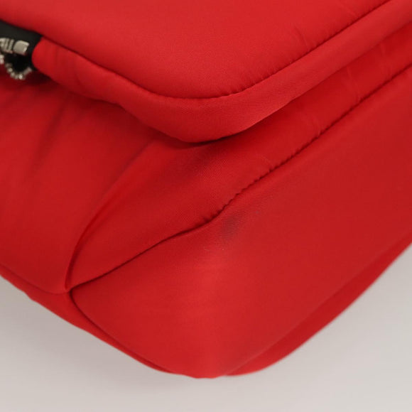 PRADA Hand Bag Nylon Red Silver Auth 123522V
