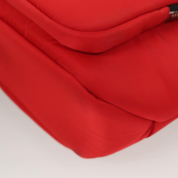 PRADA Hand Bag Nylon Red Silver Auth 123522V