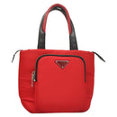 PRADA Hand Bag Nylon Red Silver Auth 123522V-1