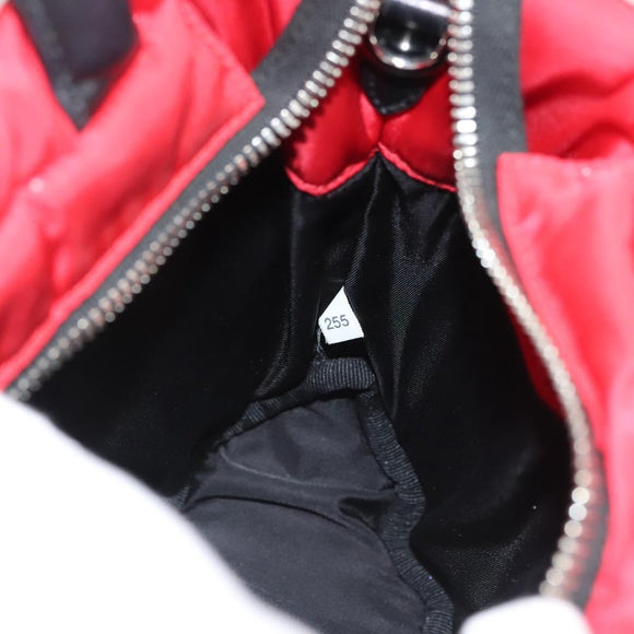 PRADA Hand Bag Nylon Red Silver Auth 123522V