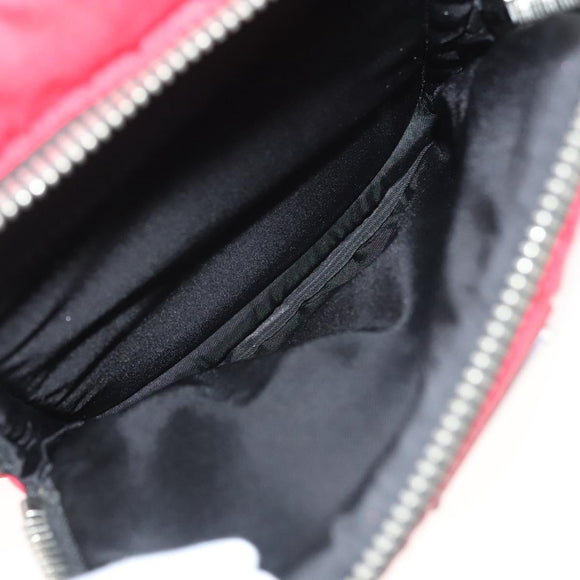 PRADA Hand Bag Nylon Red Silver Auth 123522V