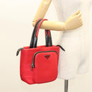 PRADA Hand Bag Nylon Red Silver Auth 123522V-25