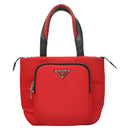 PRADA Hand Bag Nylon Red Silver Auth 123522V-13
