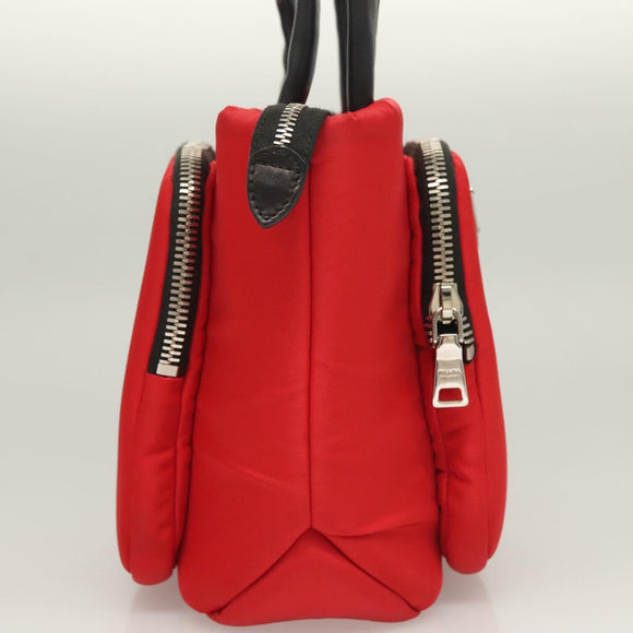 PRADA Hand Bag Nylon Red Silver Auth 123522V