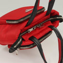 PRADA Hand Bag Nylon Red Silver Auth 123522V-6